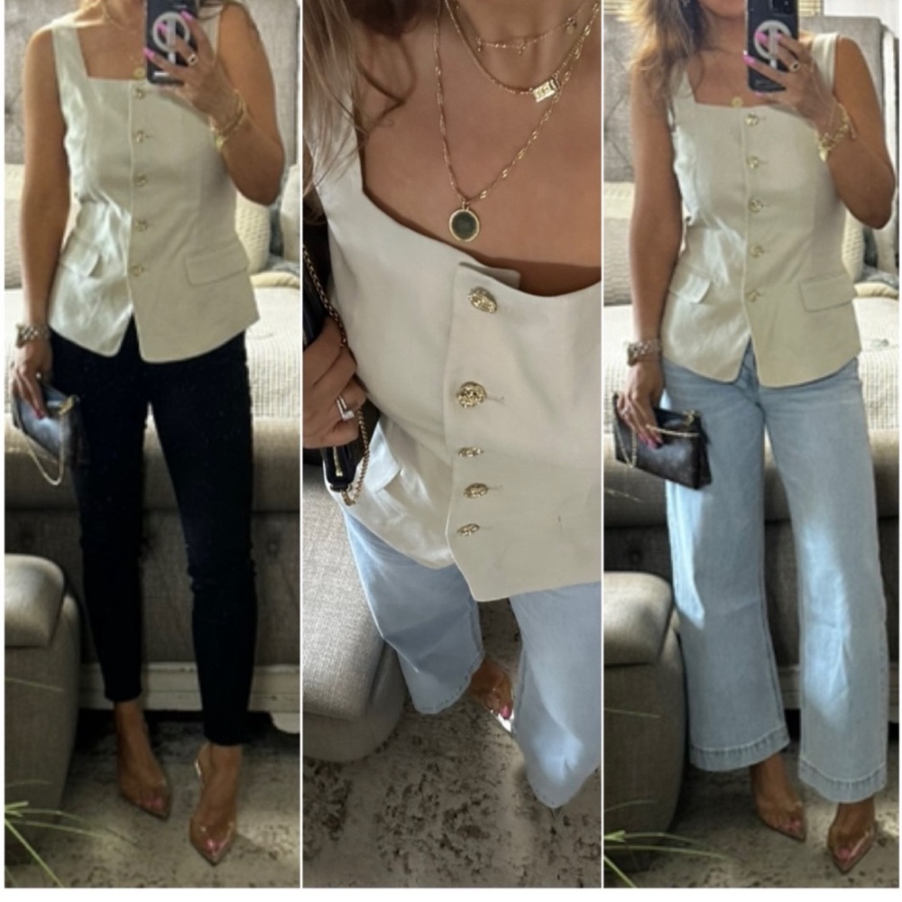 🆕 CHIC Flax Linen-Blend Button-Front Vest